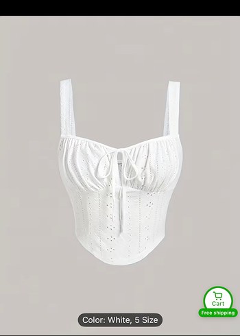 Temu Dantel Detaylı Beyaz Nakışlı Bohem Büstiyer - Görsel 2