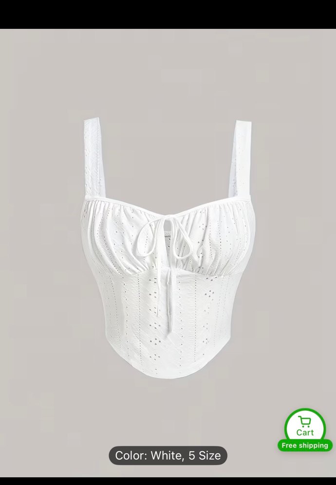 Temu Dantel Detaylı Beyaz Nakışlı Bohem Büstiyer - Görsel 2