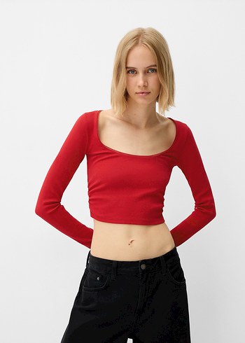 Kırmızı Bershka Crop Top - Görsel 2