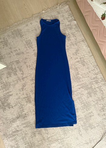 Bershka Mavi Sade Uzun Elbise Zechka