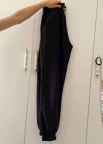 m Beden Siyah Bel Detaylı Bol Kesim Kadın Eşofman