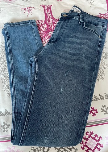 Kadın Mavi Bol Kesim Denim Jean