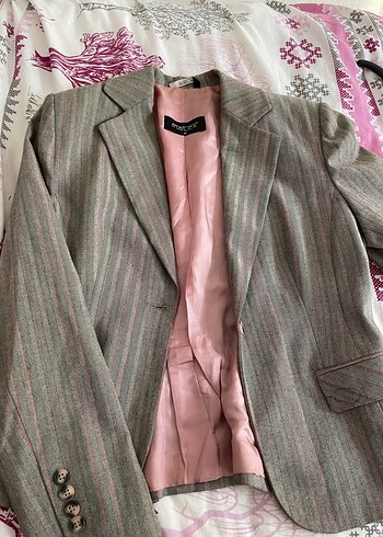 Düğmeli Pembe Astarlı Kadın Blazer Ceket