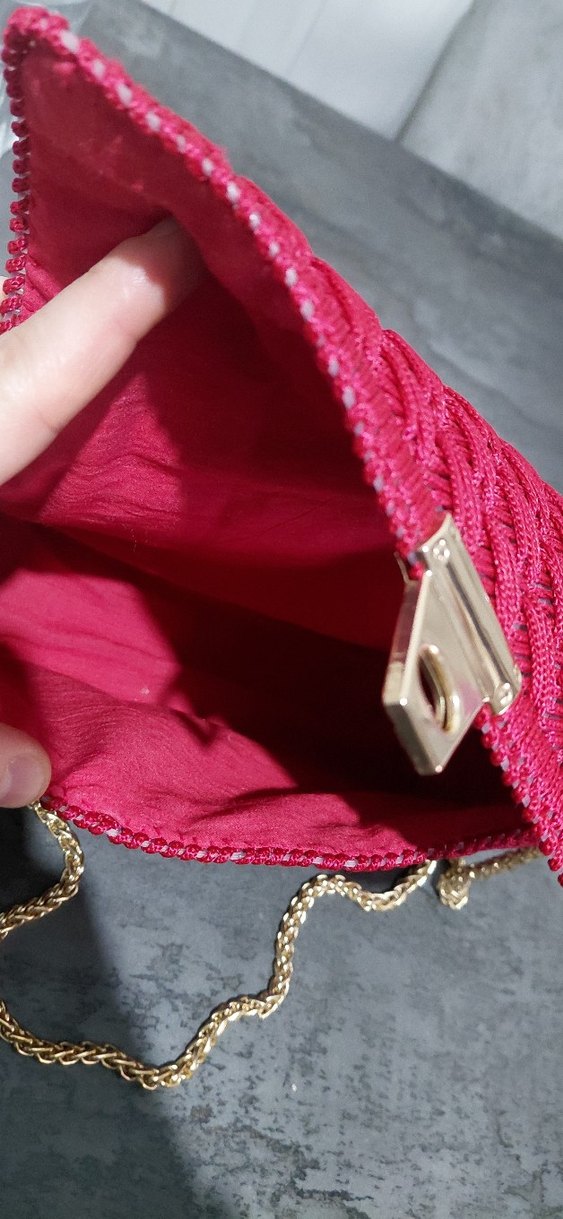 Nakışlı Kırmızı Örgü Kadın Çanta - Görsel 5