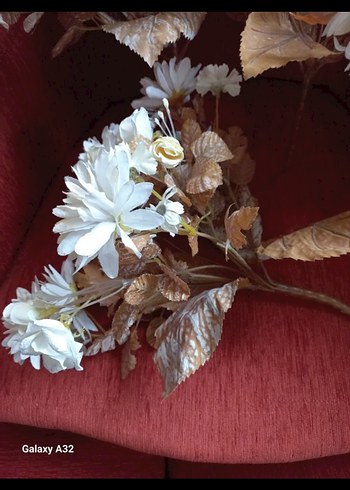 Beyaz Dekoratif Yapay Çiçek Aranjmanı - Görsel 2