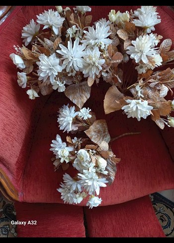 Beyaz Dekoratif Yapay Çiçek Aranjmanı - Görsel 4