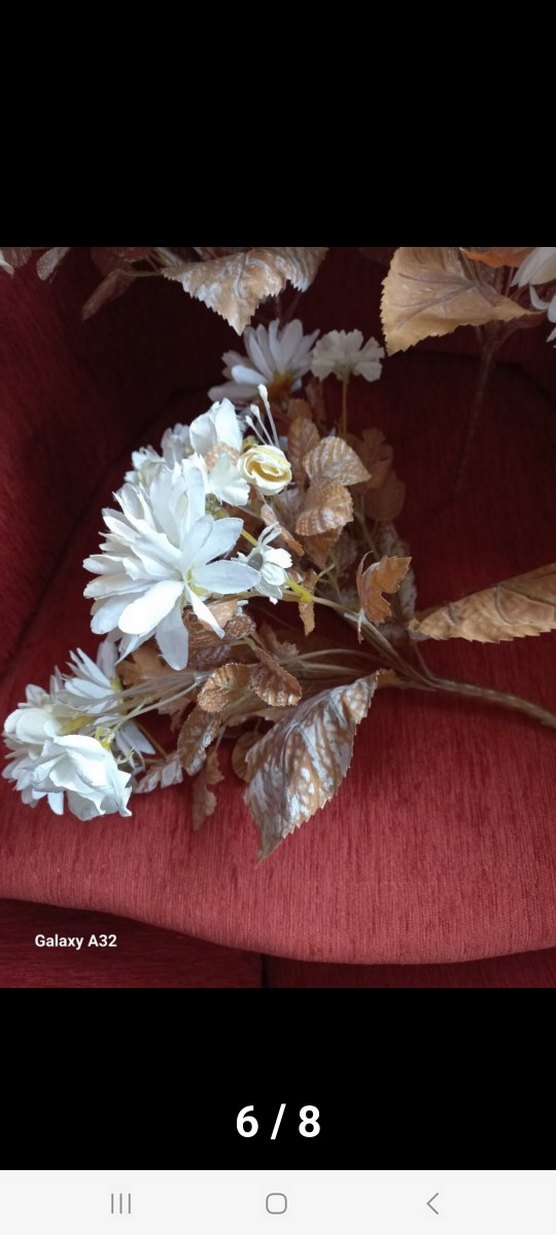 Beyaz Dekoratif Yapay Çiçek Aranjmanı - Görsel 2