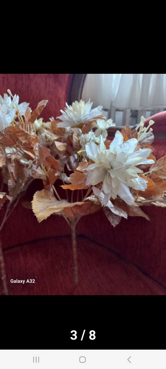 Beyaz Dekoratif Yapay Çiçek Aranjmanı - Görsel 3