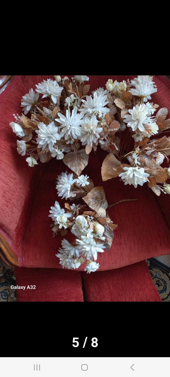 Beyaz Dekoratif Yapay Çiçek Aranjmanı - Görsel 4