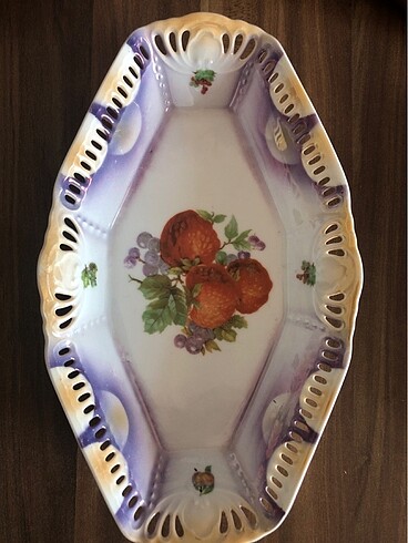 Soğuk damgalı meyve desenli antika sunumluk