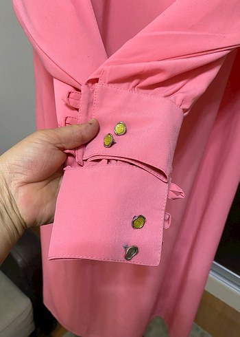 42 Beden Pembe Uzun Kollu tunik elbise