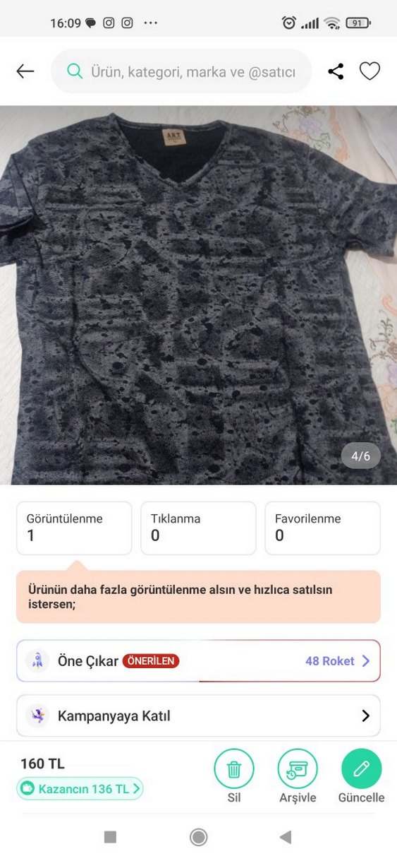 unisex muhtelif standart beden tişört 5 adet - Görsel 3