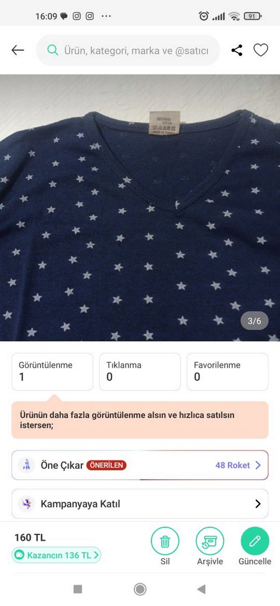 unisex muhtelif standart beden tişört 5 adet - Görsel 4