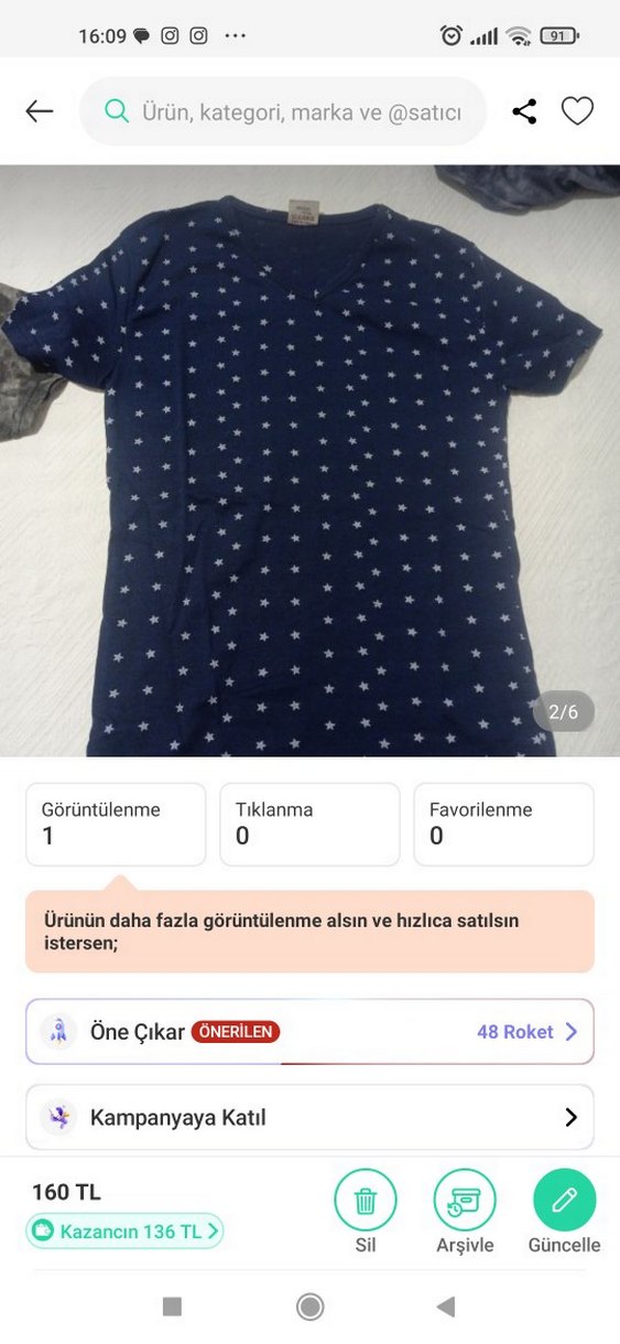 unisex muhtelif standart beden tişört 5 adet - Görsel 5