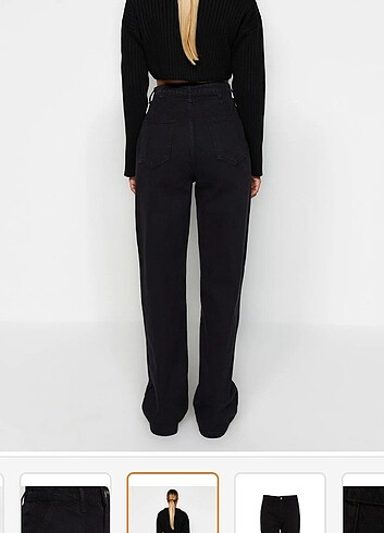 38 Beden Cep detaylı yüksek bel wide leg jeans