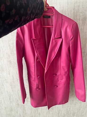 Pembe deri blazer ceket
