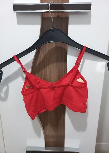 Kırmızı Göğüs Pedli Seamless Crop Atlet - Görsel 2