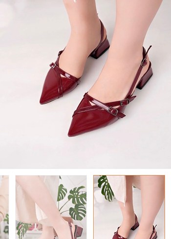 Bordo Tokalı Stiletto Kadın Ayakkabı - Görsel 2