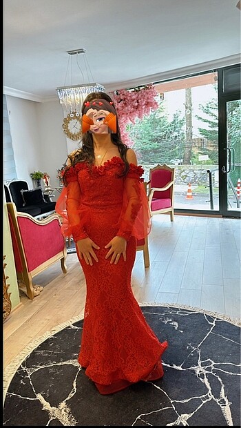 xs Beden kırmızı Renk Satılık Kına elbisesi