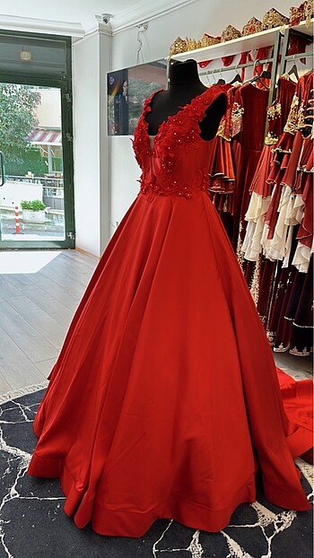 s Beden kırmızı Renk Kına elbisesi-abiye