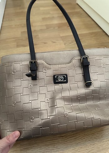 Bej Deri Kadın Çanta Siyah Tokalı - Görsel 3