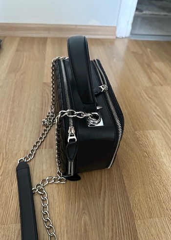 Beden siyah Renk Zincir Detaylı Siyah Chanel Deri Çanta