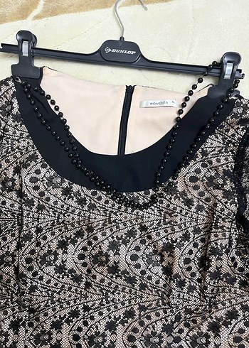 Siyah Dantel Detaylı Midi Elbise - Görsel 5