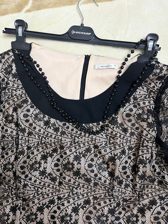 Siyah Dantel Detaylı Midi Elbise - Görsel 5