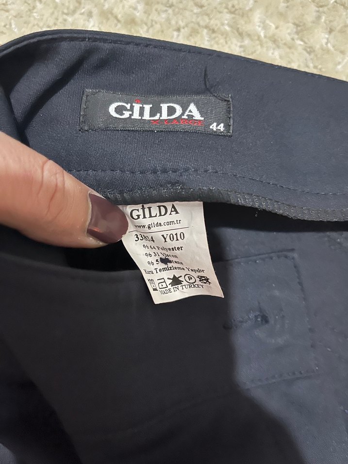 Düğmeli Lacivert Midi Kadın Pantolon - Görsel 5