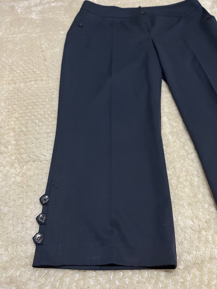 Düğmeli Lacivert Midi Kadın Pantolon - Görsel 3