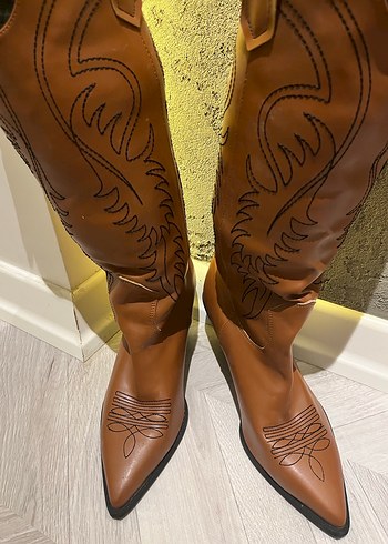 Kahverengi Deri Kadın Çizme - Görsel 5