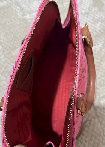 Pembe Baskılı Süet Kadın Çanta - Görsel 3