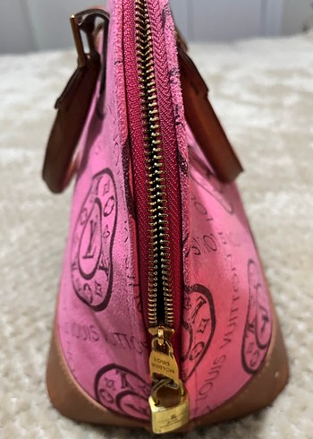 Pembe Baskılı Süet Kadın Çanta - Görsel 4