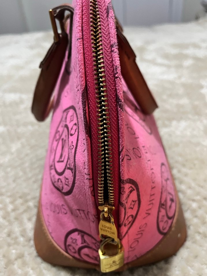 Pembe Baskılı Süet Kadın Çanta - Görsel 4