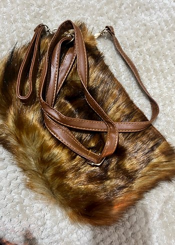 Kahverengi Kürklü Zebra Desenli Kadın Çanta - Görsel 2