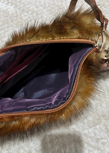 Kahverengi Kürklü Zebra Desenli Kadın Çanta - Görsel 3