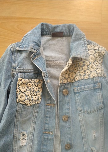 Düğmeli Mavi Kadın Denim Ceket - Görsel 2