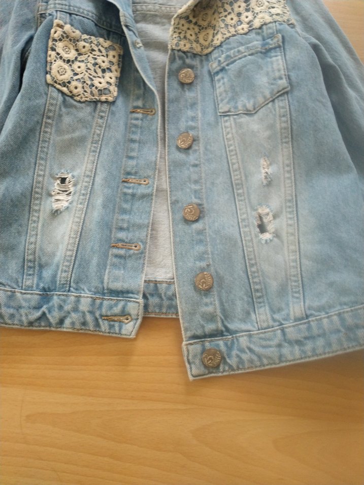 Düğmeli Mavi Kadın Denim Ceket - Görsel 3