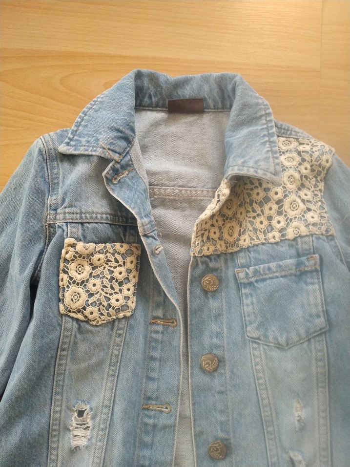 Düğmeli Mavi Kadın Denim Ceket - Görsel 2