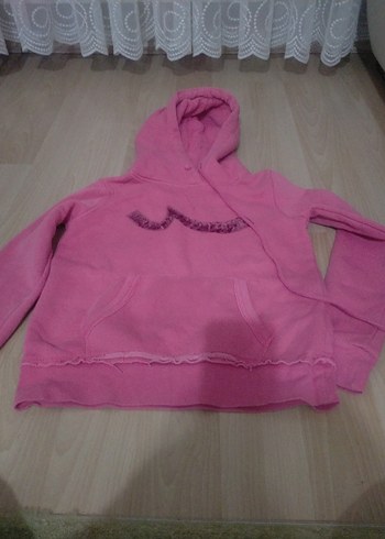 Pembe Kapüşonlu Kadın Sweatshirt - Görsel 4