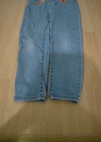 Nakışlı Mavi Kız Kot Pantolon - Görsel 2