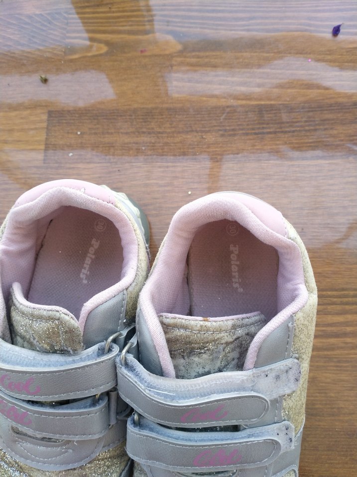 Kız Çocuk Gri Spor Ayakkabı Velcro Kapamalı - Görsel 3