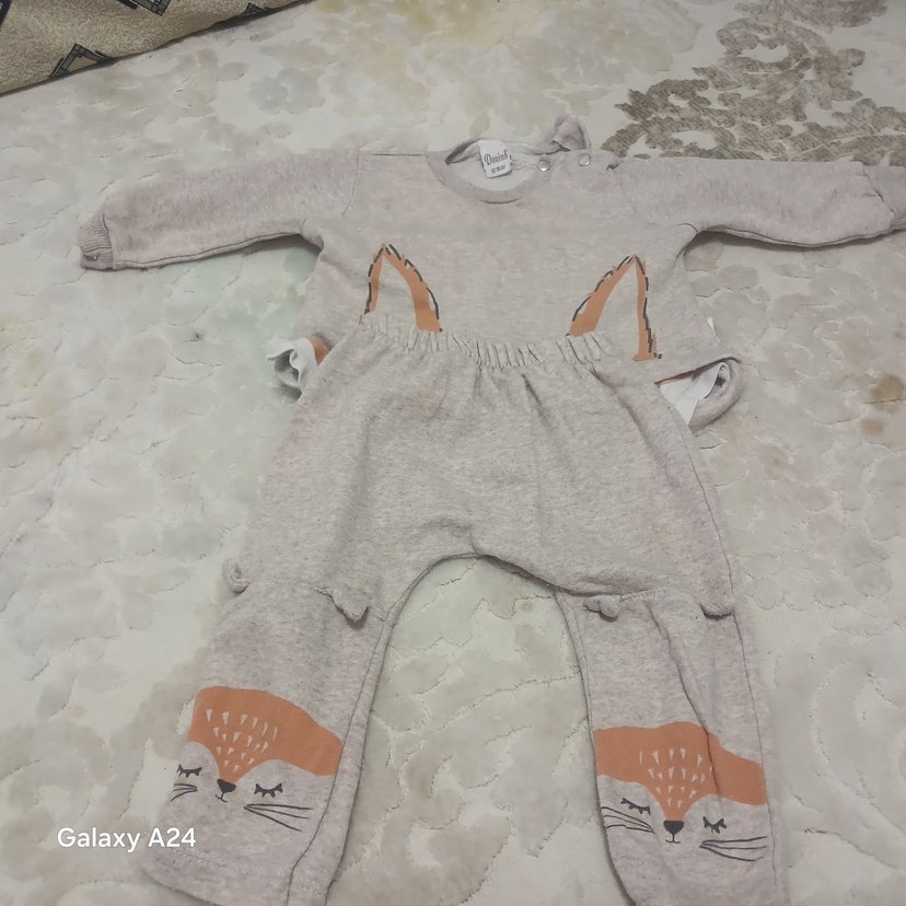 Gri Örgü Bebek Takımı Uzun Kollu - Görsel 2