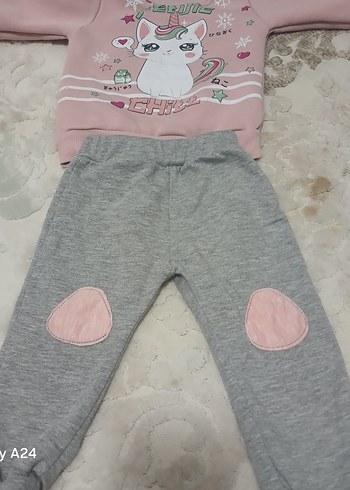 Uzun Kollu Baskılı Triko Kız Bebek Takımı - Görsel 2