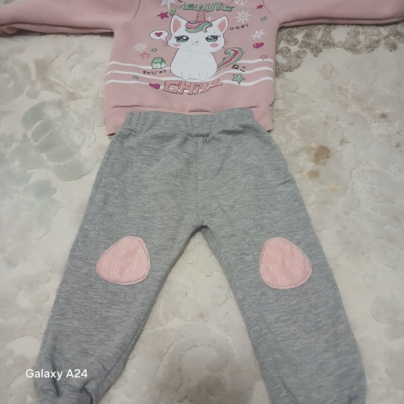 Uzun Kollu Baskılı Triko Kız Bebek Takımı - Görsel 2