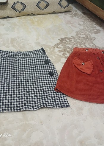 Düğmeli Kahverengi Kız Çocuk Etek - Görsel 2