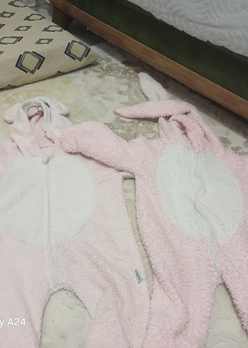 Çocuklar için Pembe Peluş Uyku Tulumu - Görsel 2