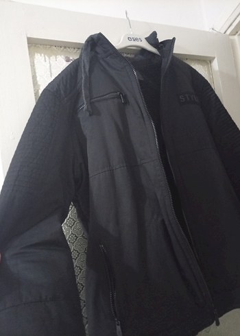 Siyah Fermuarlı Kapüşonlu Erkek Ceket - Görsel 3