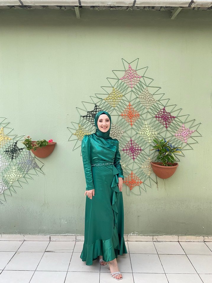 Bohem Uzun Yeşil Kadın Elbise - Görsel 2