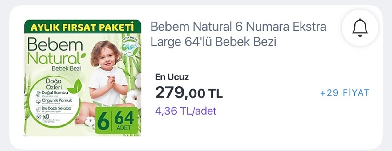 Molfix Bebem Natural Bebek Bezi 6 Numara